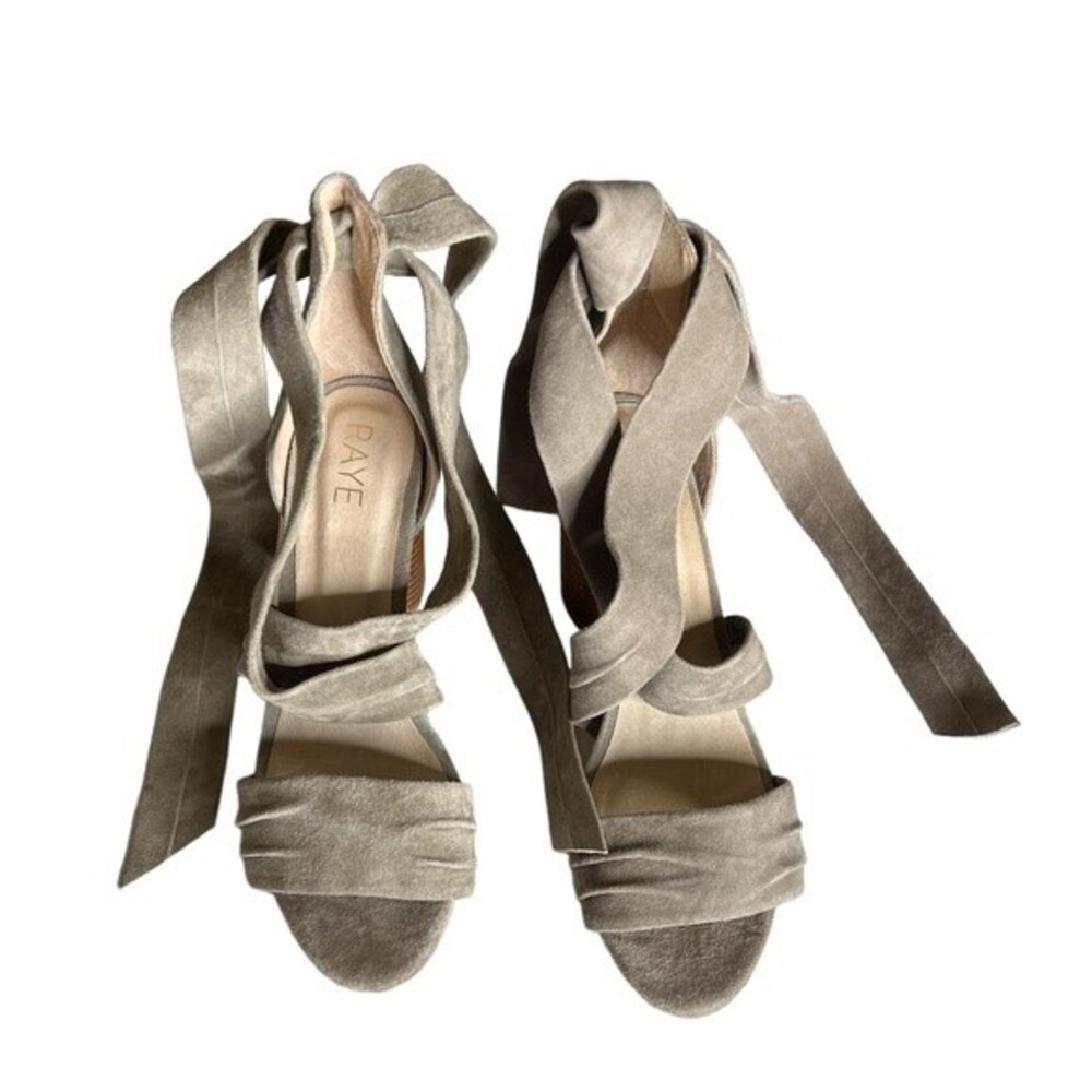 RAYE Mia tan strappy suede sandal heels REVOLVE Size 9 Color Gray
